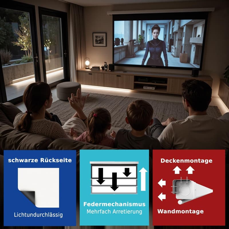 SlenderLine 100 Zoll Rolloleinwand für Heimkino & Präsentationen