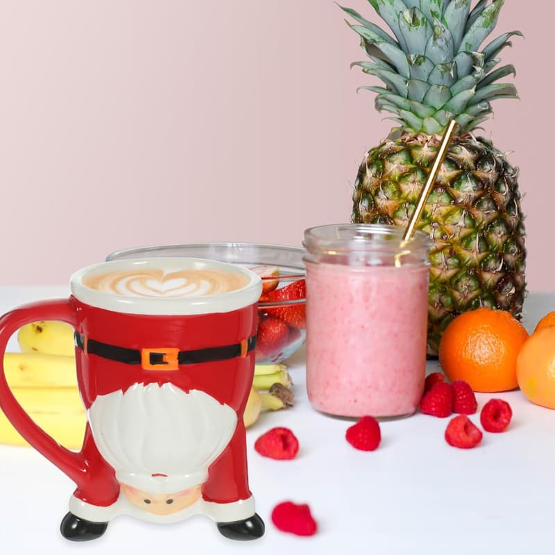 Weihnachtstasse aus Keramik – rote Cartoon-Tasse für heiße Getränke