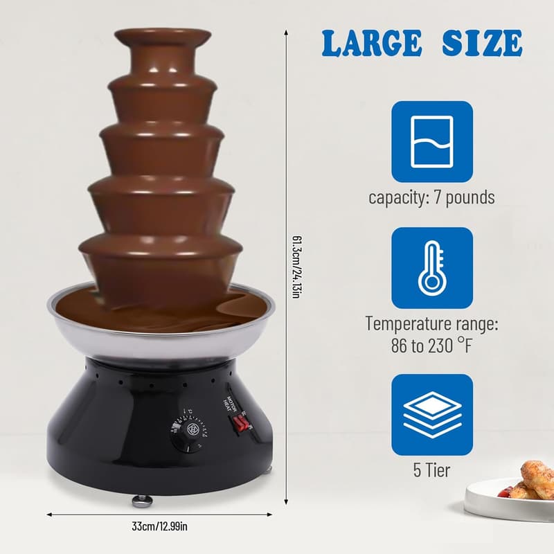 Edelstahl Schokobrunnen 5 Ebenen, 3000ml für Feiern