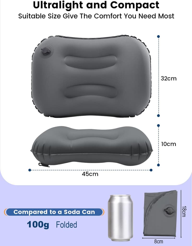 Aufblasbares Campingkissen mit ergonomischem Design für Nackenstütze