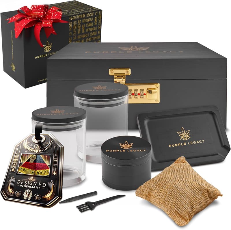Abschließbare Stash Box aus Kiefernholz mit Zahlenschloss und Zubehör