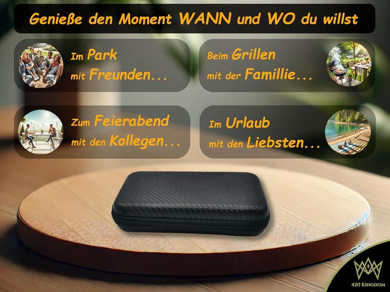 Geschenkset: 420 Kingdom Stash Box mit Grinder und Rolling Tray