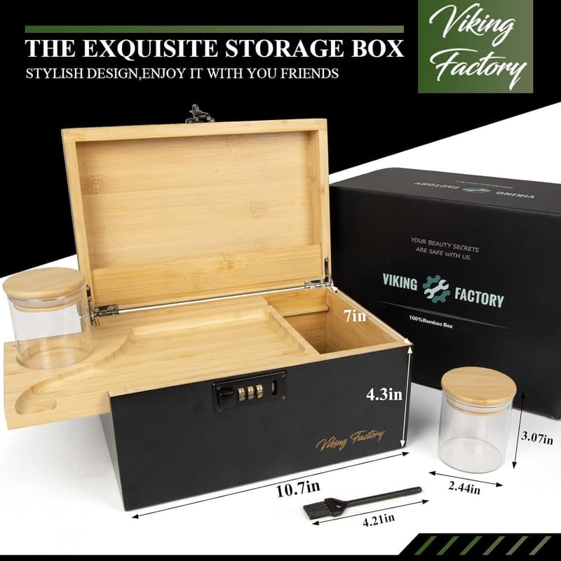 Viking Factory Bambus-Aufbewahrungsbox mit Zahlenschloss – Premium Set