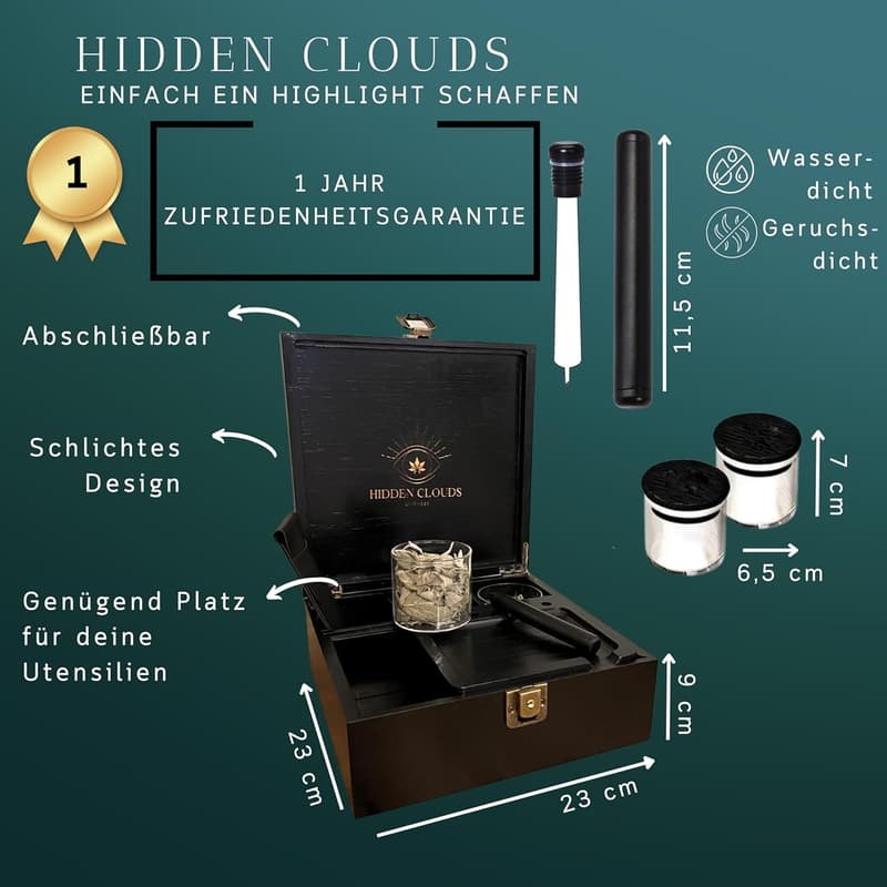 Premium Stash Box Geschenkset für Männer – mit Grinder, Rolling Tray und luftdichten Gläsern