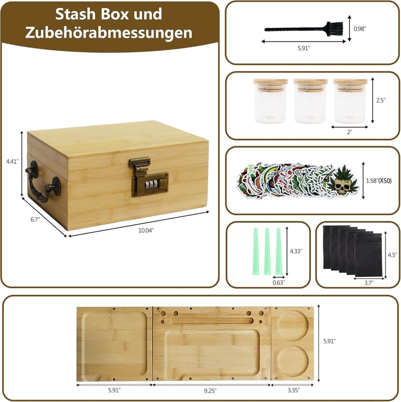 Bambus Aufbewahrungsbox mit Zahlenschloss und Rolltablett