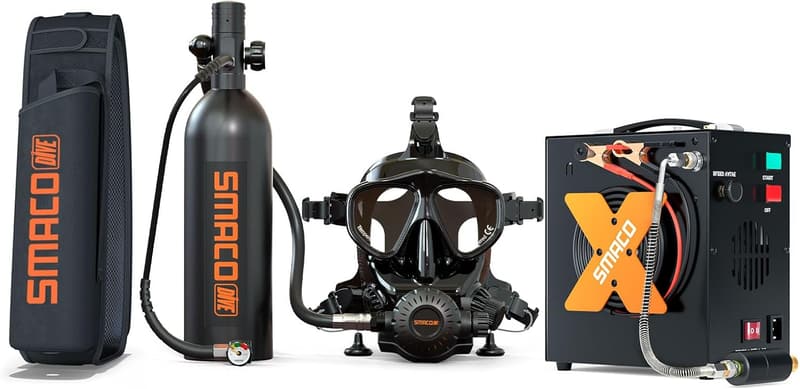 Mini Tauchflasche 1L mit Vollgesichtsmaske für 20 Minuten Tauchzeit