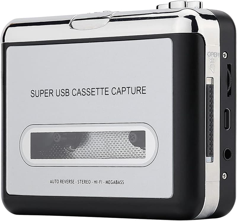 Reshow Kassettenspieler - Tragbarer USB-Converter für Kassetten (Silber)