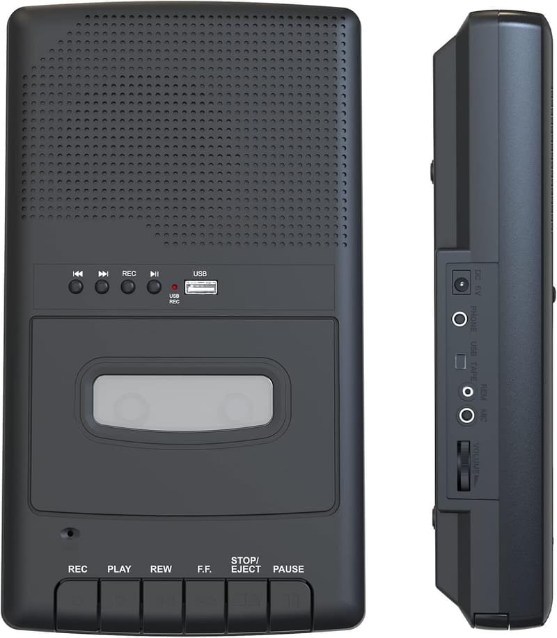 Portabler Kassettenspieler mit USB-Digitalisierung und Mikrofon