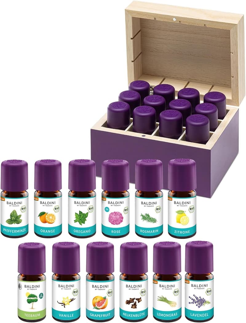Ätherische Öle Set 12x5ml – 100% natürlich, vegan, für Speisen & Aroma Diffuser
