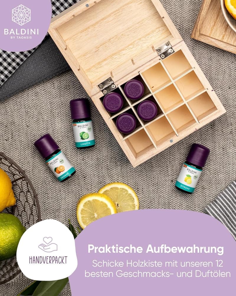 Ätherische Öle Set 12x5ml – 100% natürlich, vegan, für Speisen & Aroma Diffuser