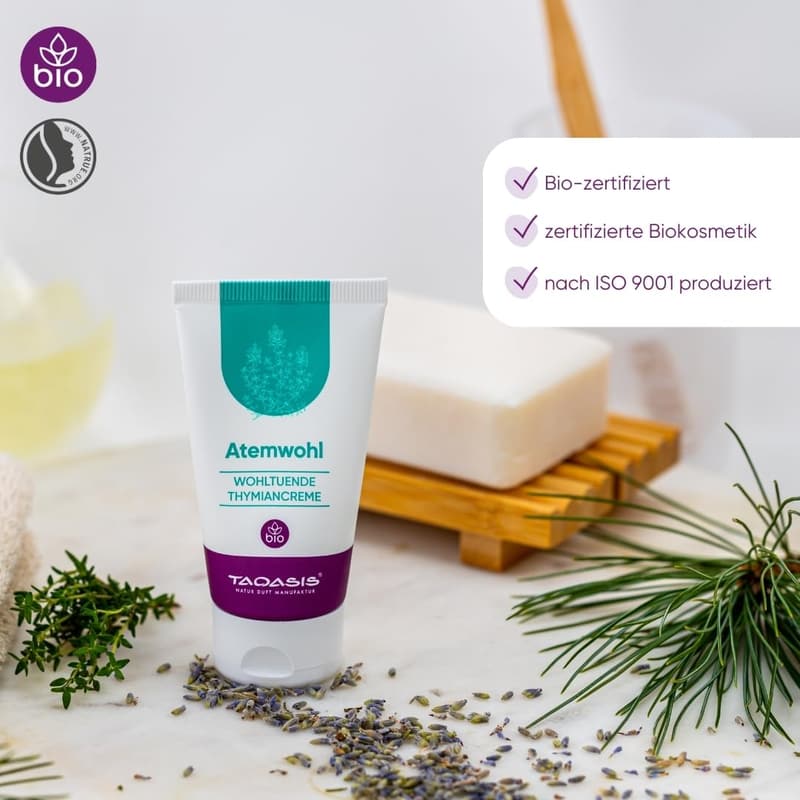 Atemwohl Thymiancreme – 50ml – 100% natürliche ätherische Öle – vegan