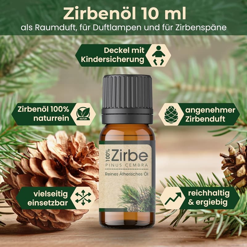 Reines ätherisches Zirbenöl 10ml aus 100% Pinus Cembra