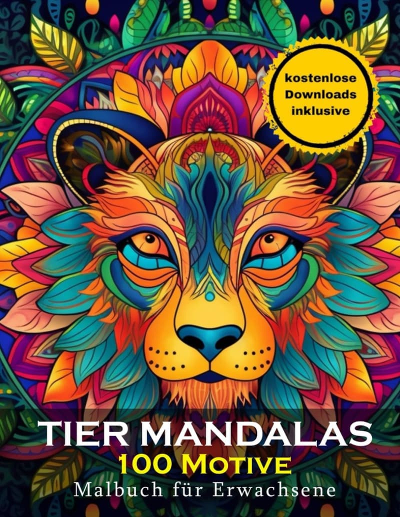 Entspannendes Tier-Mandala-Malbuch für Erwachsene mit 100 Designs