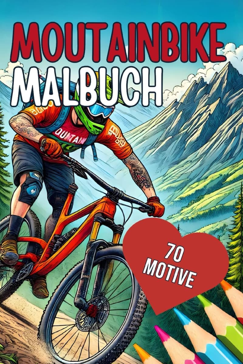 Mountainbike Malbuch für Erwachsene und Kinder – 70 Motive, Geschenk für Mountainbiker