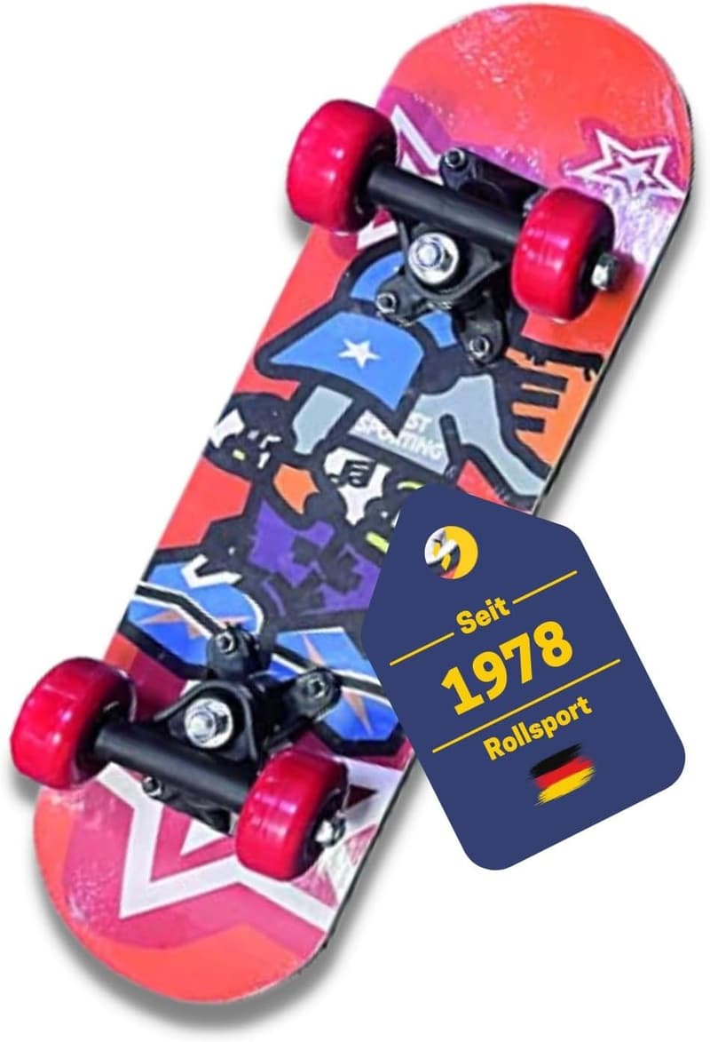 Mini Skateboard für Kinder im Comic-Design – ideal für Anfänger
