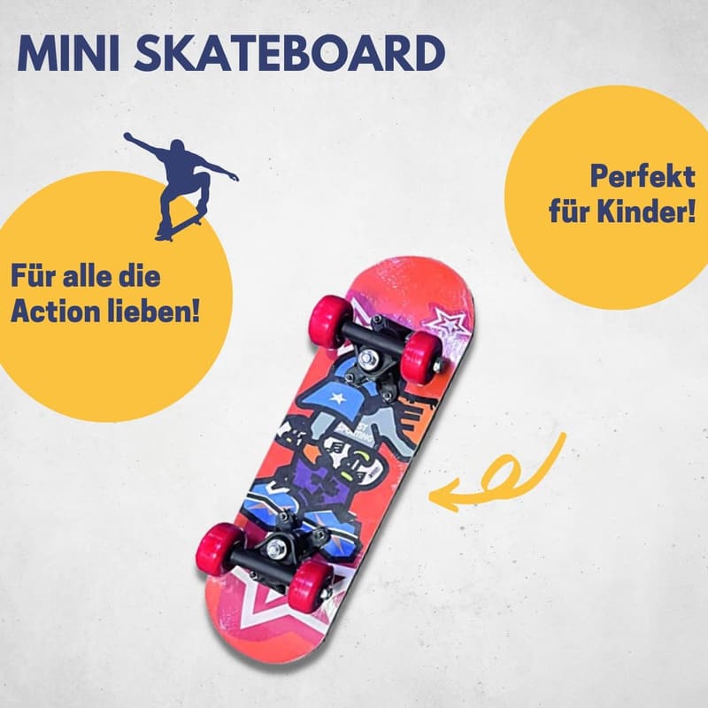 Mini Skateboard für Kinder im Comic-Design – ideal für Anfänger