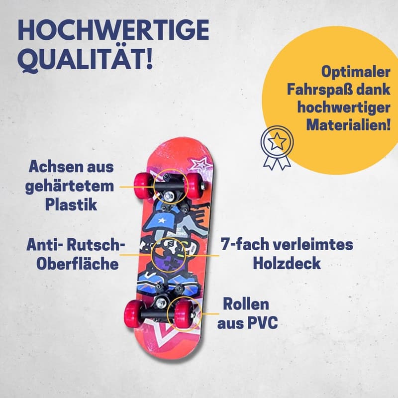 Mini Skateboard für Kinder im Comic-Design – ideal für Anfänger