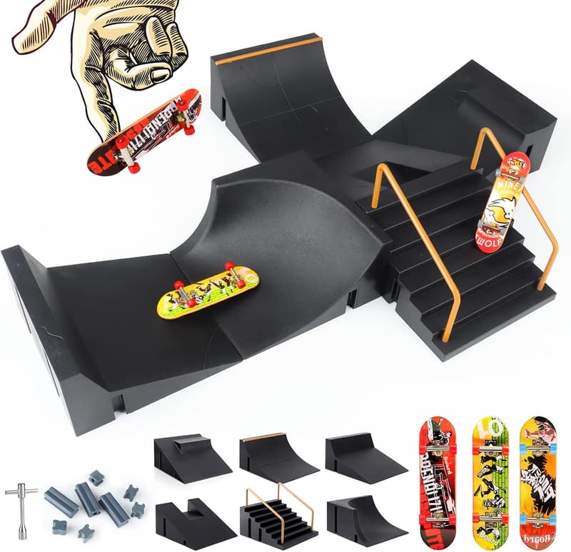 Mini Fingerboard Rampen-Set für Kinder – Skatepark Deck und Trucks