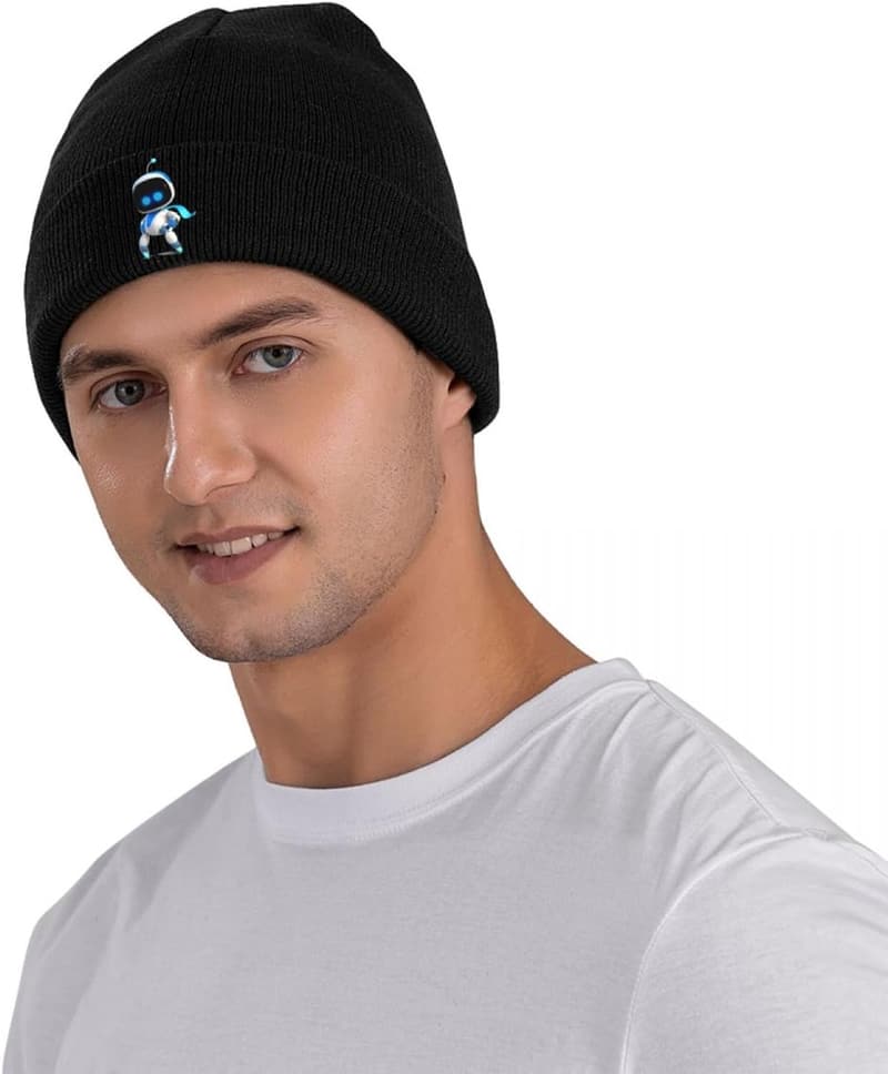 Astros Playroom Strickmütze für Damen und Herren – Roboter-Design, Wintermütze