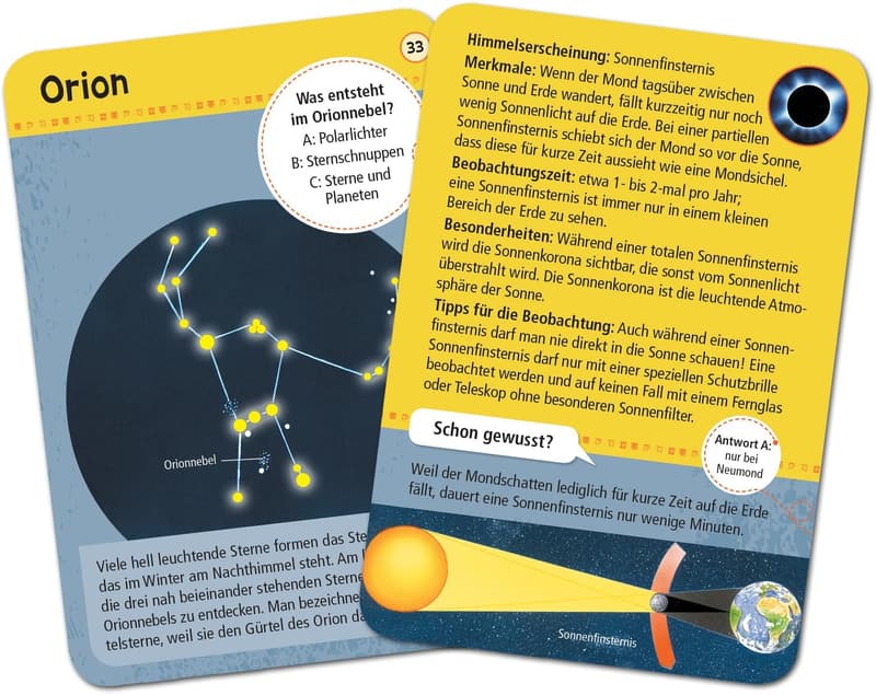 Moses 9740 Expedition Natur – 50 Bestimmungskarten für Sternbilder und Planeten