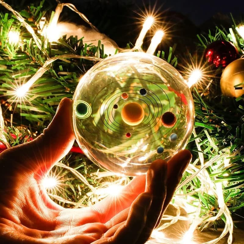 3D-Kristallkugel Sonnensystemmodell mit LED-Sockel für Kinder