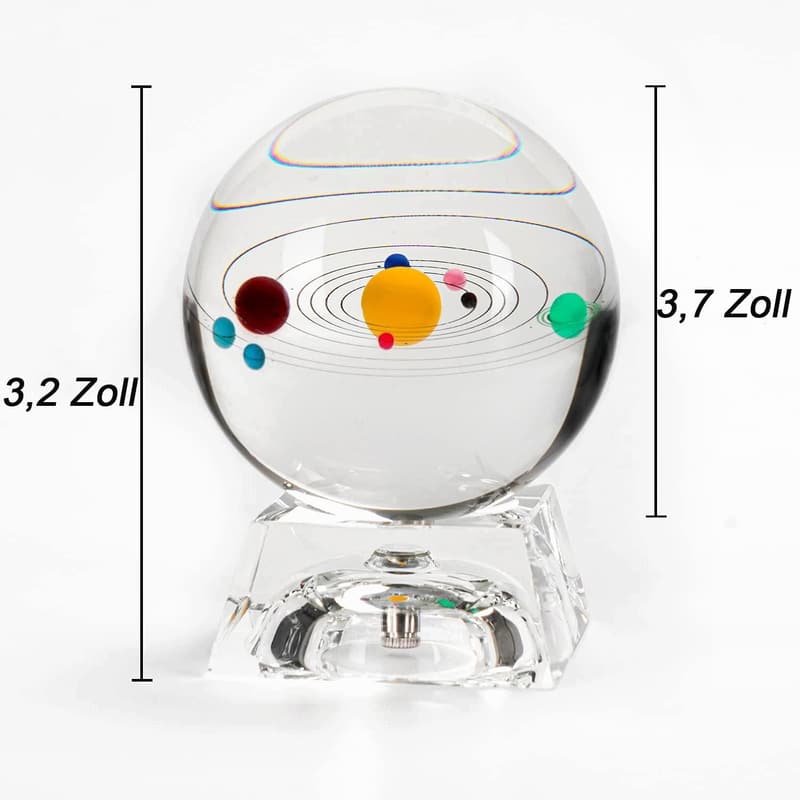 3D-Kristallkugel Sonnensystemmodell mit LED-Sockel für Kinder