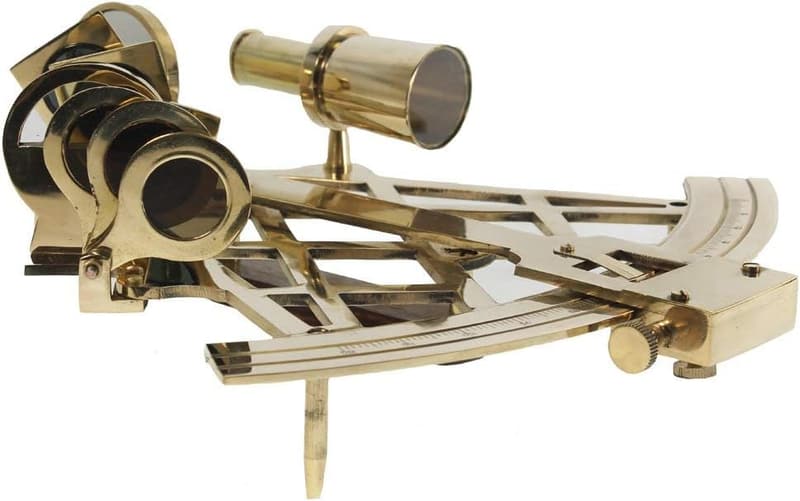 Fester Messing Astrolabe Sextant mit Holzkiste – Nautische Deko