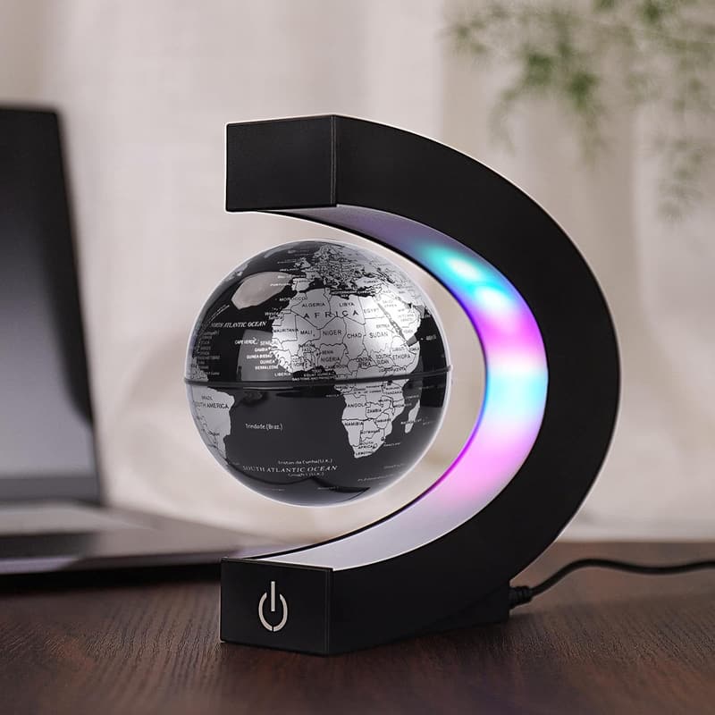 Magnetischer Globus mit LED-Lichtern – Rotierende Schwebebahn für Home Office