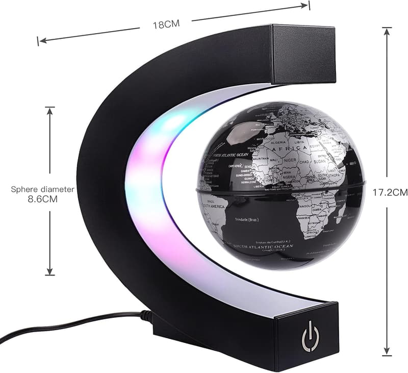 Magnetischer Globus mit LED-Lichtern – Rotierende Schwebebahn für Home Office