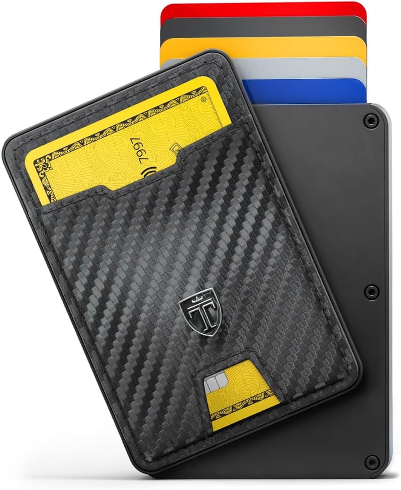 Aluminium Slim Wallet für Männer mit RFID-Schutz - Mini Geldbeutel im Carbon-Design