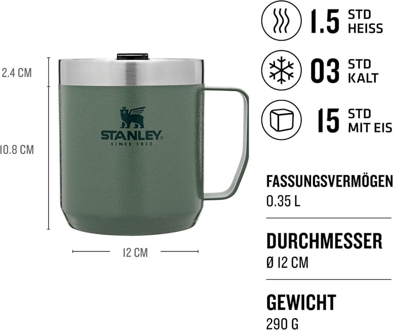 Stanley Camp Mug 354 ml - Edelstahl, BPA-frei, Spülmaschinenfest