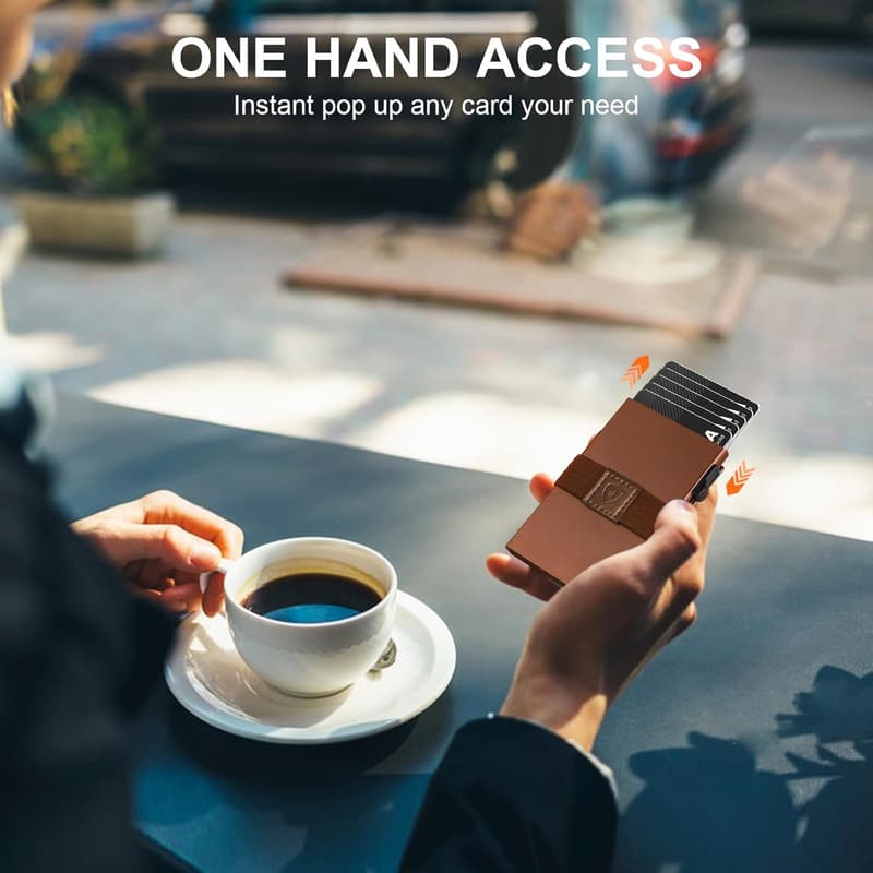 Minimalistische Herrenbörse mit RFID-Schutz und Pop-Up Kartenhalter