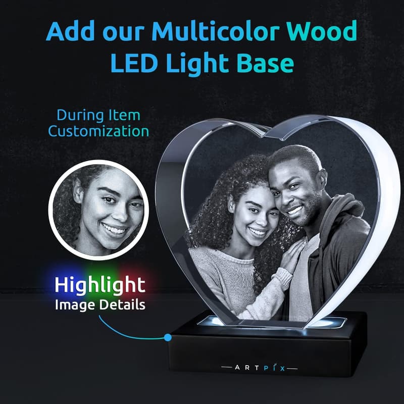 Personalisiertes 3D-Glasfoto als Erinnerungsgeschenk für Paare