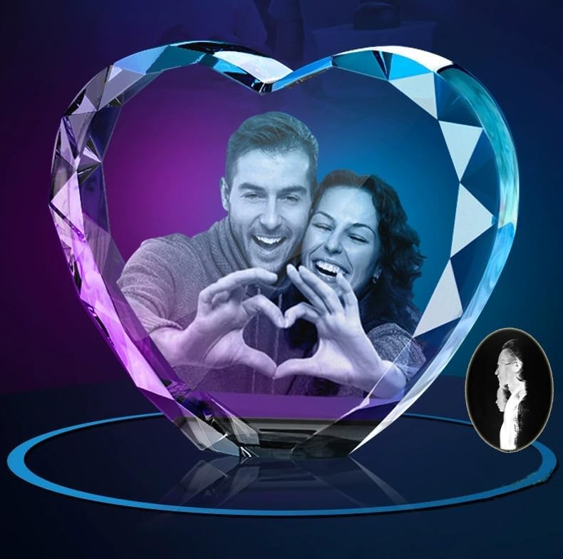Personalisiertes 3D-Kristallfoto mit Lasergravur für Paare