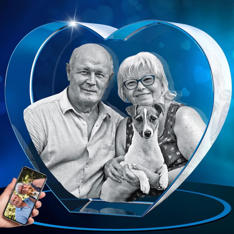 Personalisiertes 3D-Glasfoto als Erinnerungsgeschenk für Paare