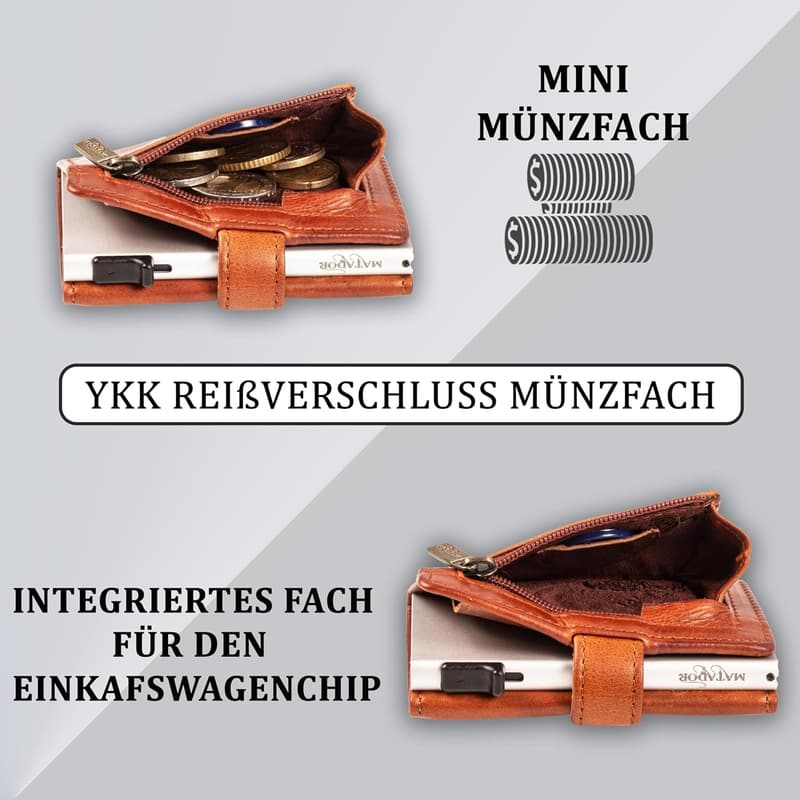 Leder Kreditkartenetui mit RFID-Schutz für Herren im Vintage Braun