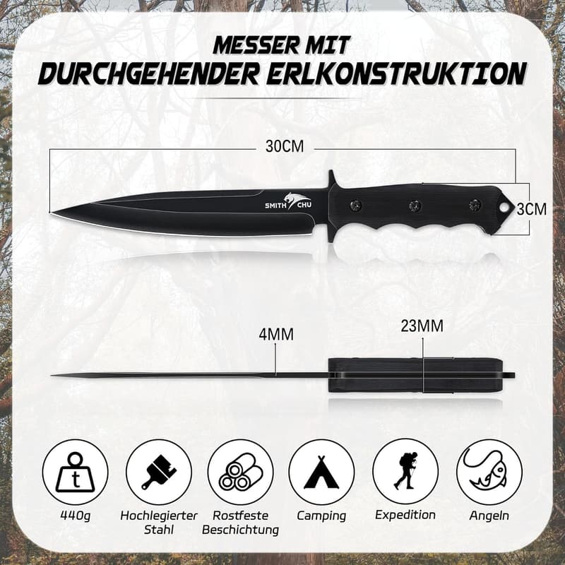 Robustes Survival-Messer für Männer – ideal für Camping und Bushcraft
