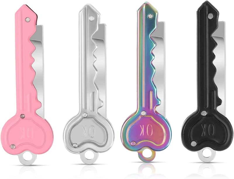 Multifunktionale Schlüsselanhänger-Messer im 4er-Set für Briefe und Pakete