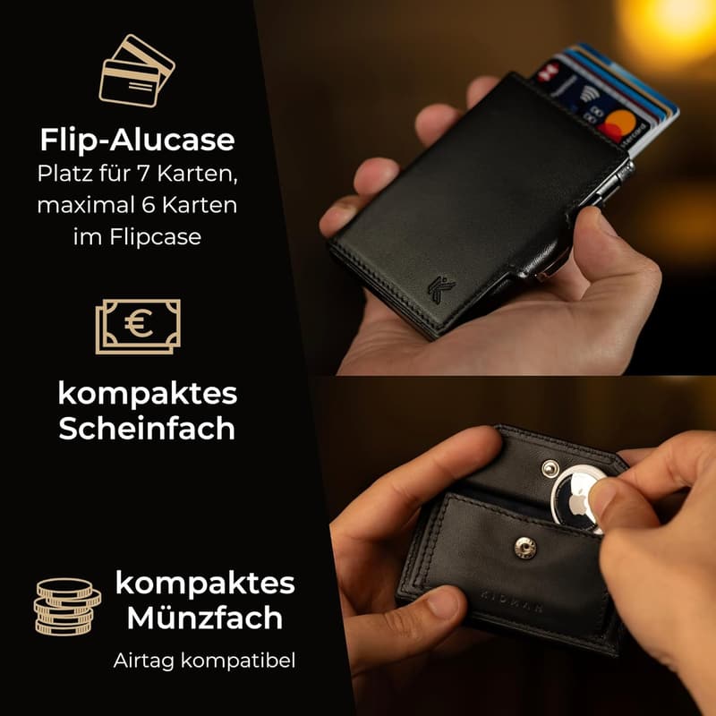 KIDMAN Phoenix I Slim Wallet aus Echtleder mit RFID und Münzfach