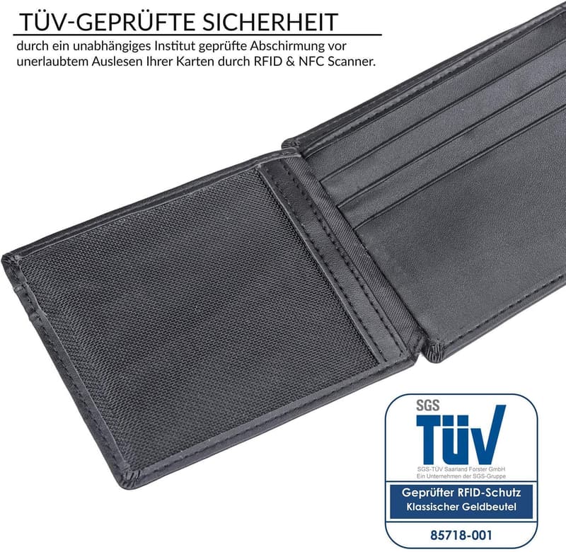 TRAVANDO Herren Geldbörse Tokyo mit RFID Schutz, schwarz