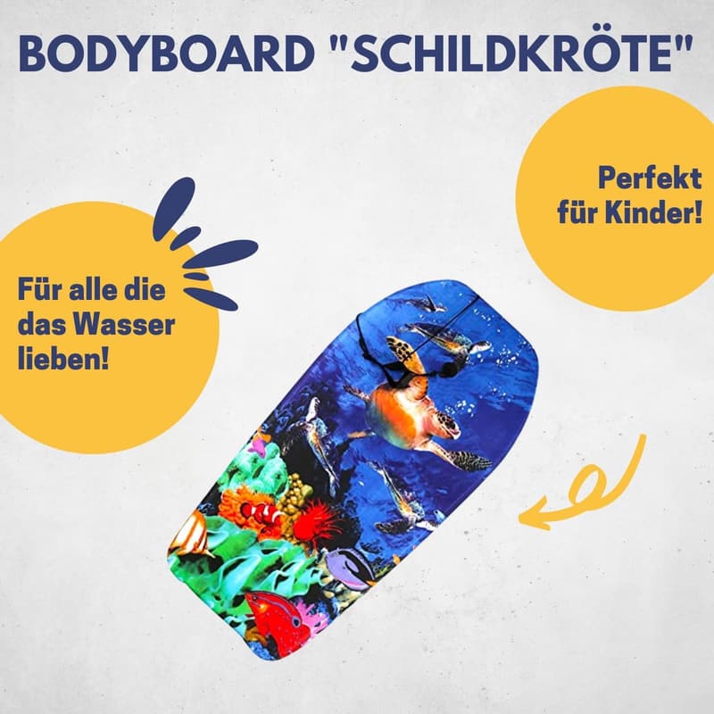 Bodyboard für Kinder – Leichtes Surfbrett für Strand & Schwimmbad | 92 x 46 cm | Inkl. Leash
