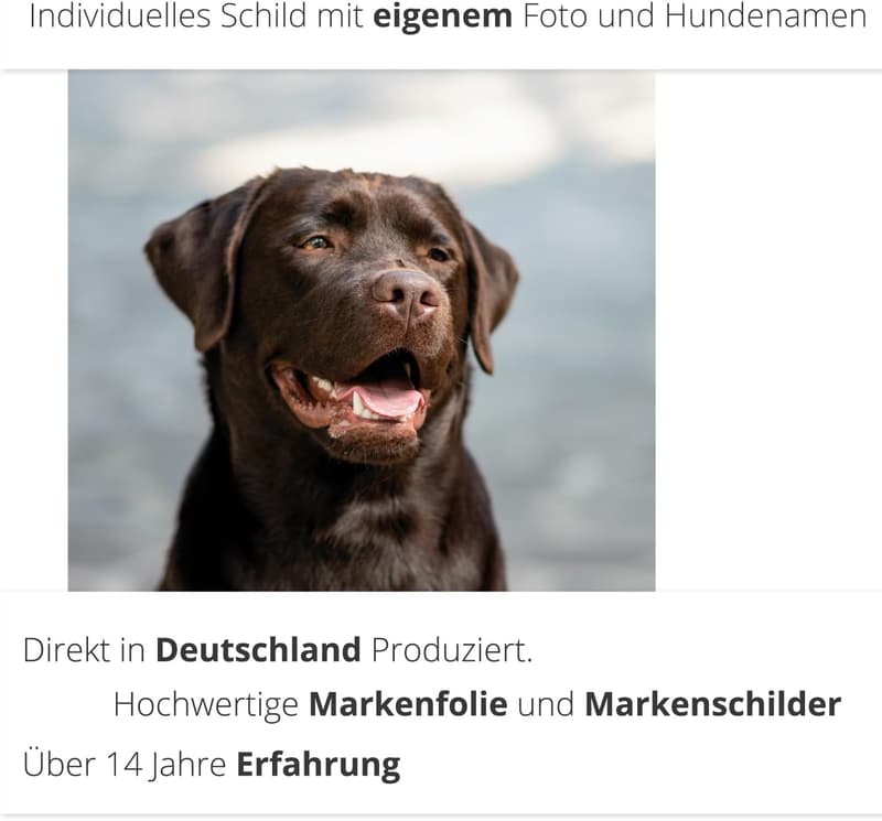 Personalisierte Hundeschilder 300 x 200 mm mit Foto