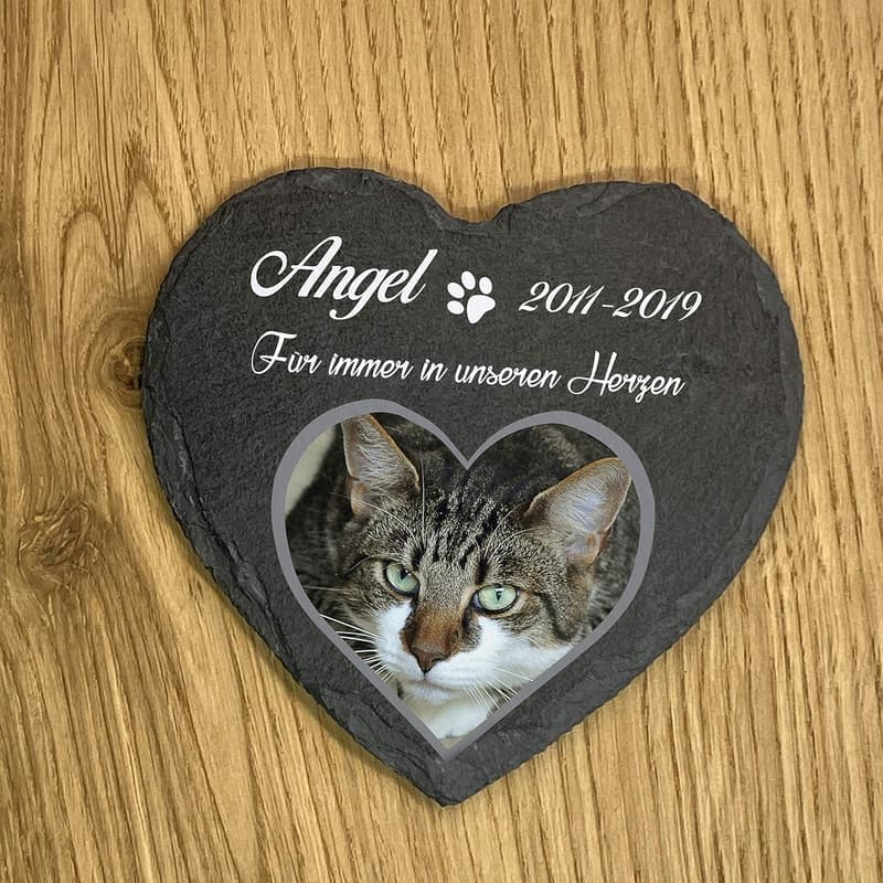 Personalisierter Schiefer-Herzgrabstein für Haustiere 10 x 10 cm