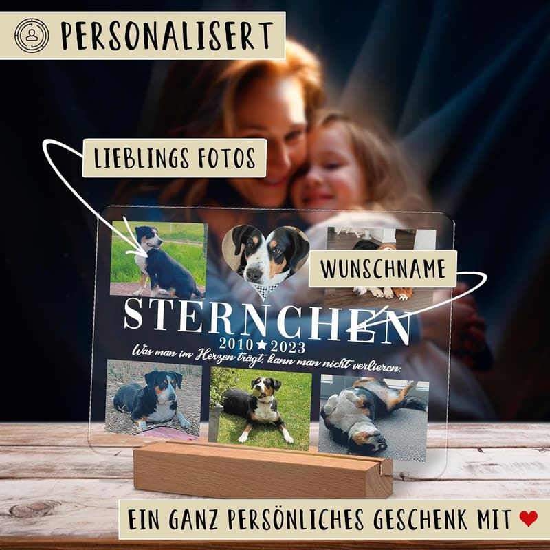 Personalisierte Gedenktafel aus Acryl für Hund oder Katze