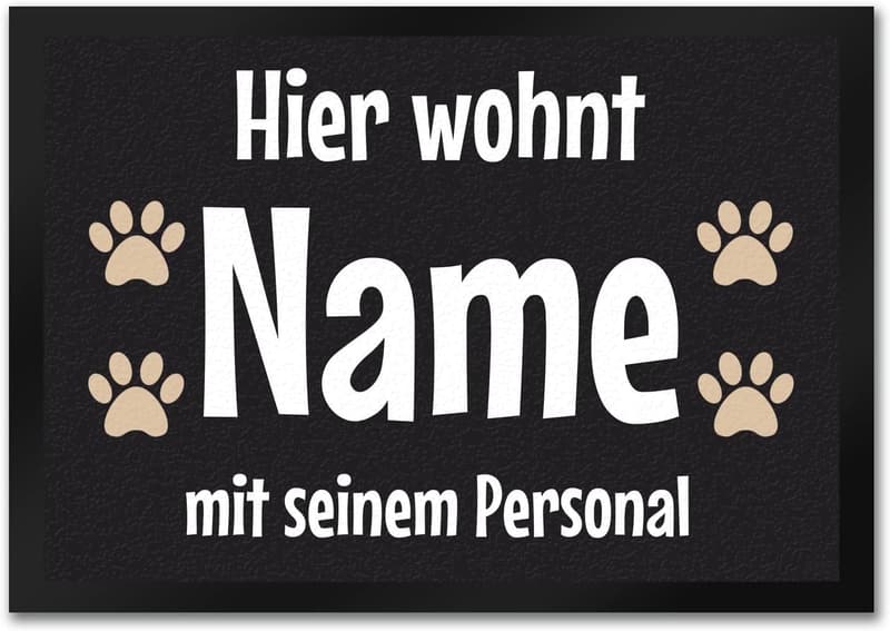 Personalisierte Fußmatte „Hier wohnt EIN Hund“ für Hundehalter