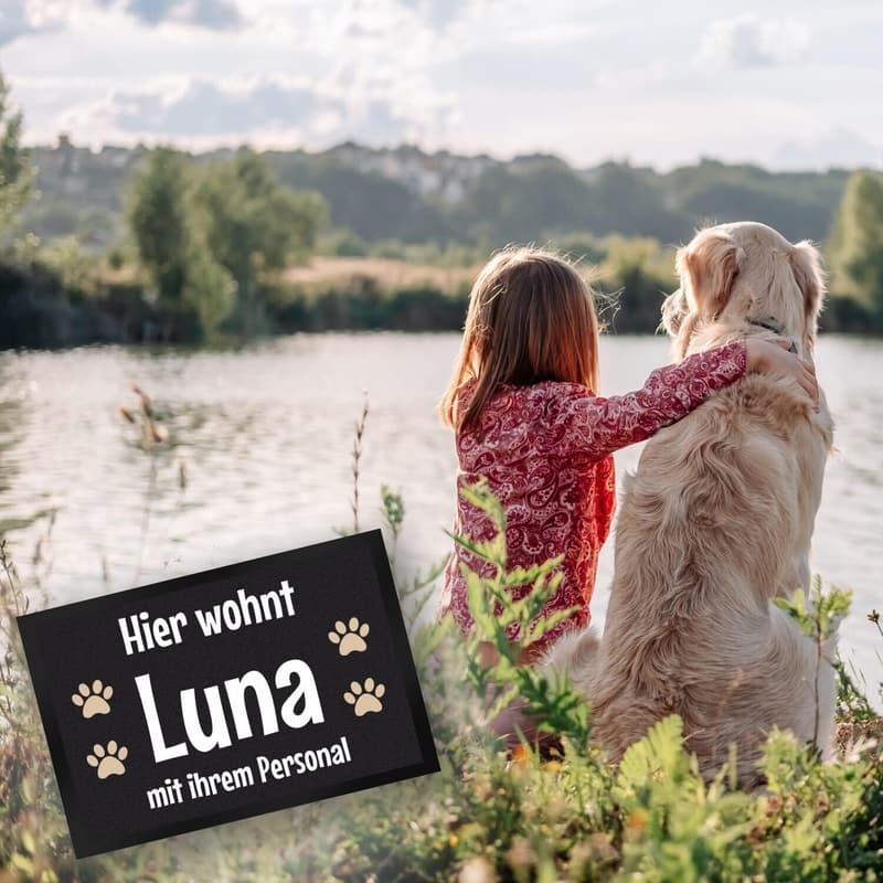 Personalisierte Fußmatte „Hier wohnt EIN Hund“ für Hundehalter