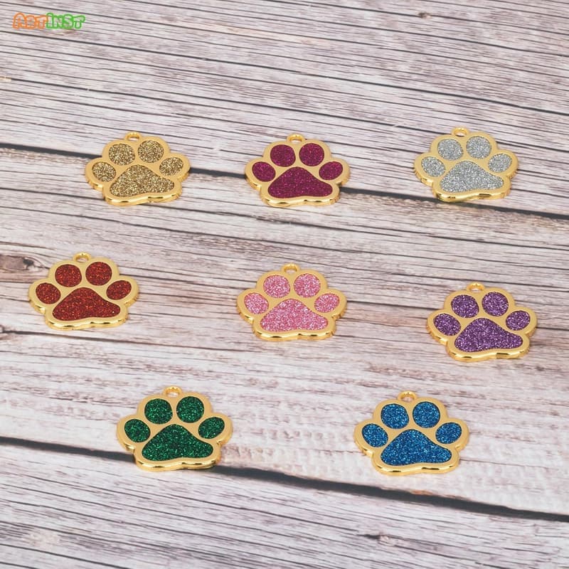 Personalisierte Hundemarke Pfotenform 30mm für kleine Haustiere