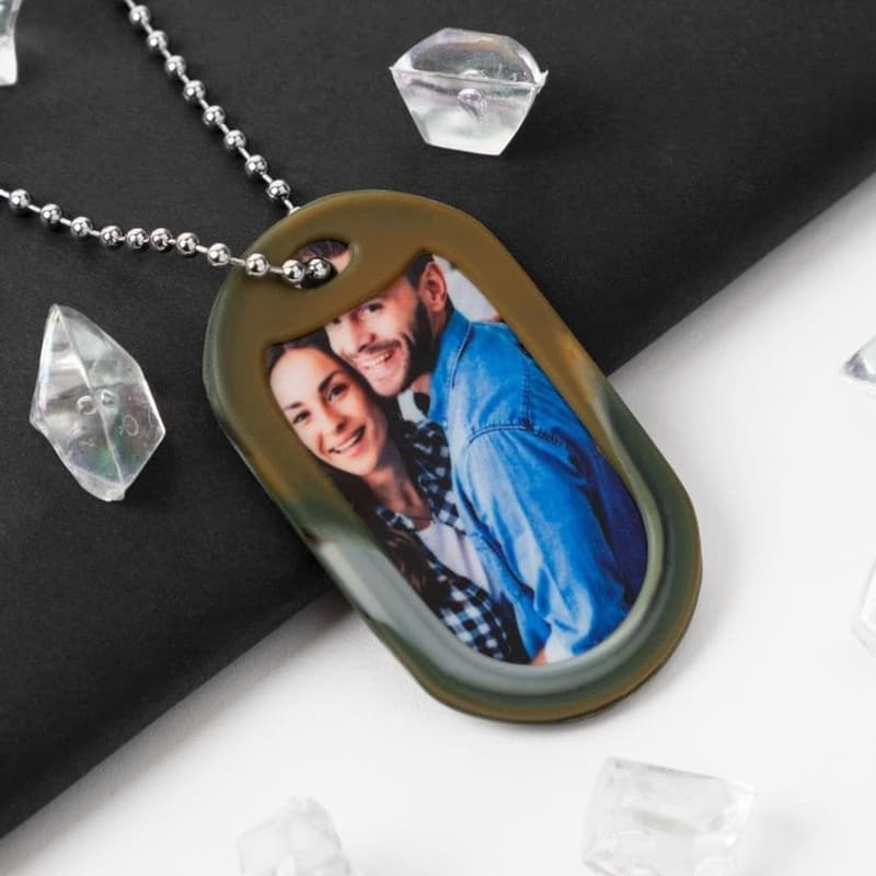 Personalisierter Foto-Hundemarken-Tag mit farbigem Silikonschutz