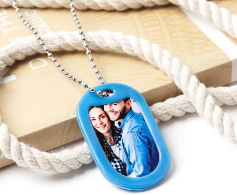 Personalisierter Foto-Hundemarken-Tag mit farbigem Silikonschutz