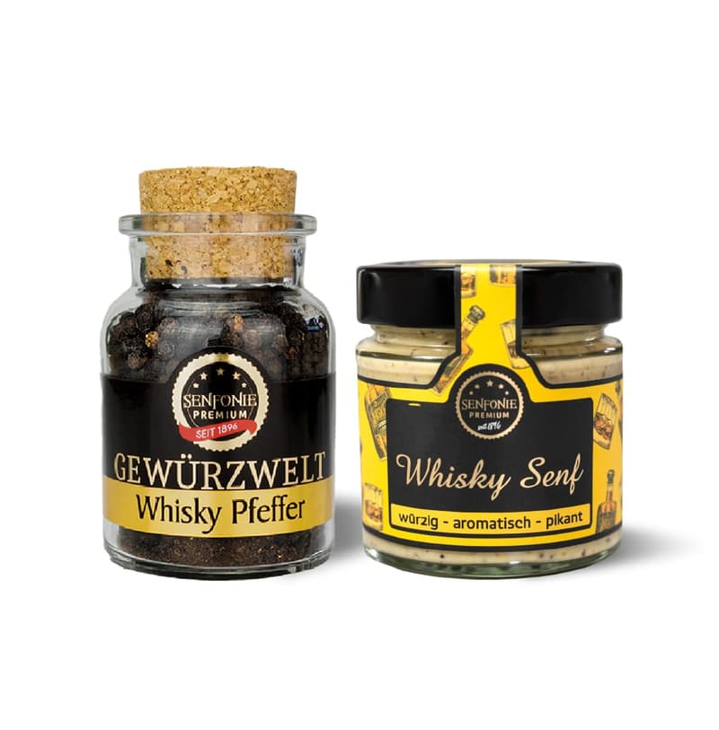 Premium Whisky Set mit Senf & Pfeffer für Genießer